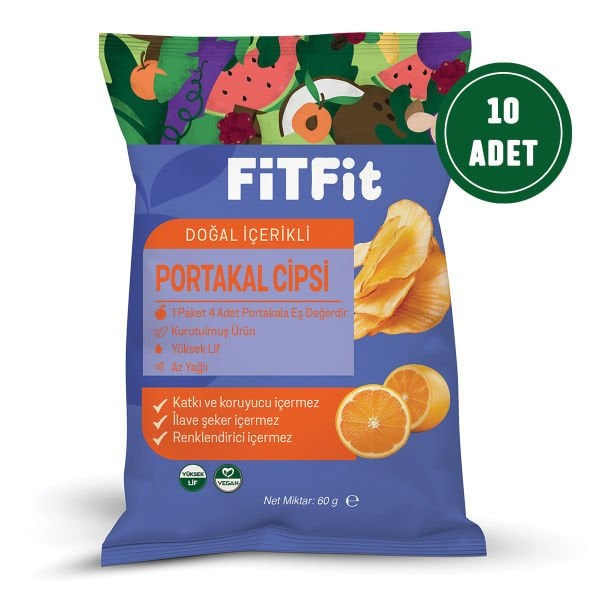FitFit Orange Fruit Chips Gluten Free and Natural Snack 60gr X 5 PIECES