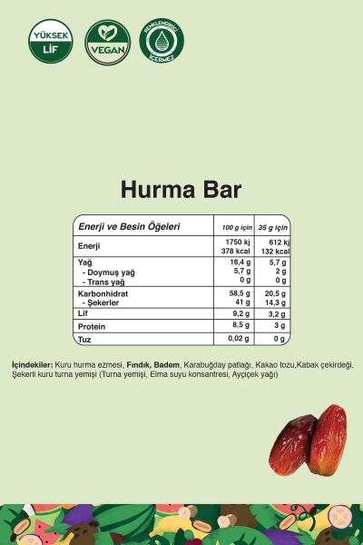 FitFit Fındık Badem ve Hurmalı Meyve Barı, Doğal Atıştırmalık 35GR X 3 ADET