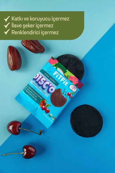 FitFit Disc'o Hurma Vişne Kakao Meyve Diski, Doğal Atıştırmalık 20GR X 3 ADET
