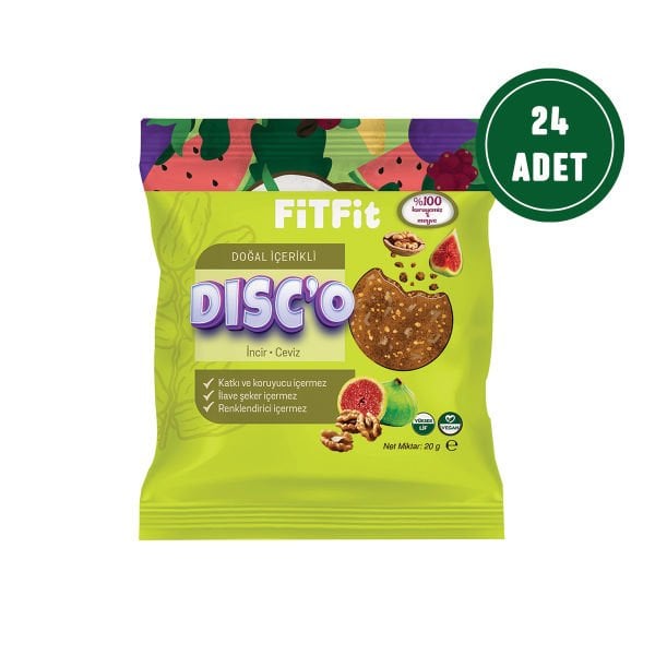 FitFit Disc'o Fig Walnut Fruit Disc Gluten-Free, Natural Snack 20GR X 24 PIECES