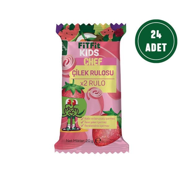 FitFit Kids Strawberry Fruit Pulp Gluten-Free and Natural Fruit Snack 20GR X 20 PIECES