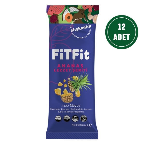 FitFit Ananas Meyve Pestili Glutensiz ve Doğal Meyve Atıştırmalığı 14GR X 12 ADET