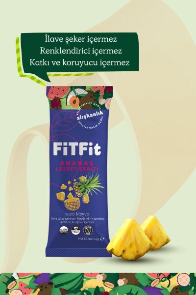 FitFit Ananas Meyve Pestili Glutensiz ve Doğal Meyve Atıştırmalığı 14GR X 12 ADET