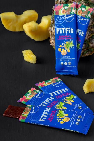 FitFit Ananas Meyve Pestili Glutensiz ve Doğal Meyve Atıştırmalığı 14GR X 12 ADET