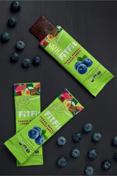 FiTFit Yaban Mersini Lezzet Şeriti | Doğal Meyve Pestili Şekersiz Sağlıklı Atıştırmalık 14 gr x 6 Ad
